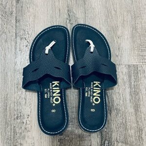 Women’s Navy Blue Leather Kino Sandals - Size 8